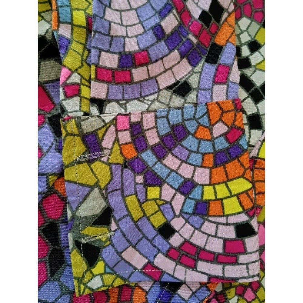 Carmen Marc Valvo Blouse Size S Stained Glass Pattern  French Cuff Metal Buttons - Picture 7 of 8